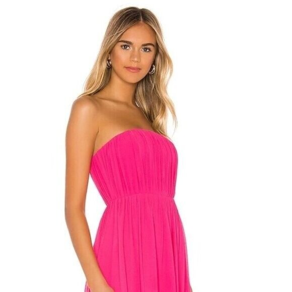 MAJORELLE Eleanora Pink Ruched Strapless Maxi Dress - Picture 2 of 8